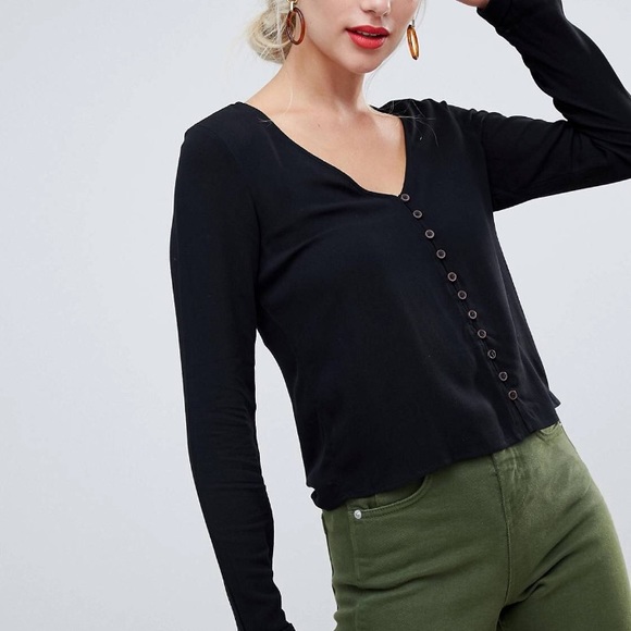 Stradivarius Black Viscose Blouse with Buttons - Picture 11 of 11